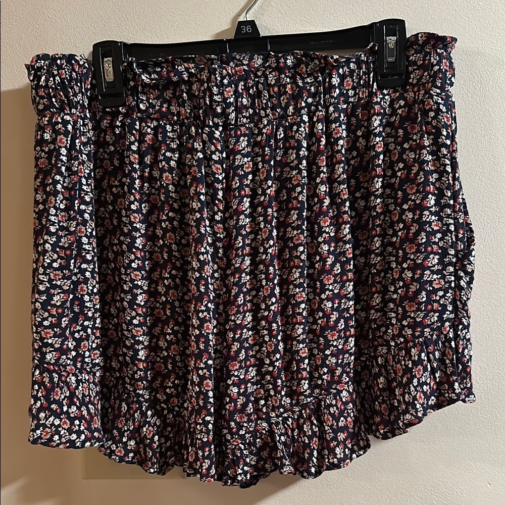 Hollister Black and White Smocked Bubble Mini Skirt
